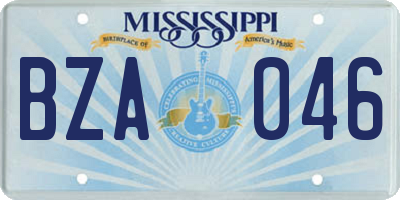 MS license plate BZA046