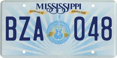 MS license plate BZA048