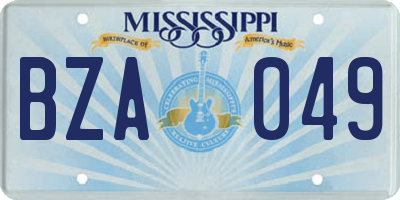 MS license plate BZA049