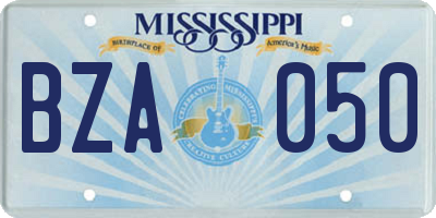 MS license plate BZA050
