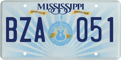 MS license plate BZA051