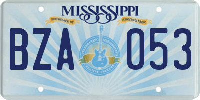 MS license plate BZA053