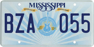 MS license plate BZA055