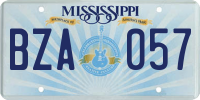 MS license plate BZA057
