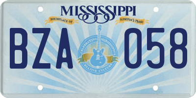 MS license plate BZA058