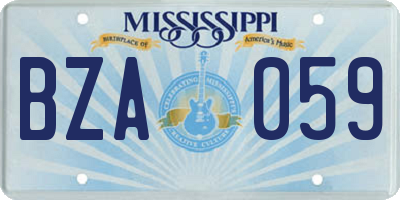 MS license plate BZA059