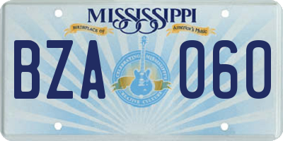 MS license plate BZA060