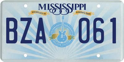 MS license plate BZA061