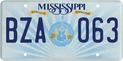 MS license plate BZA063