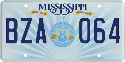 MS license plate BZA064
