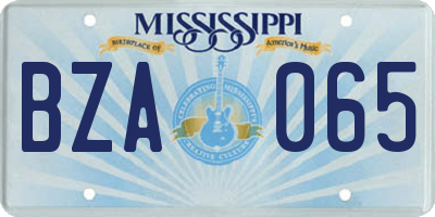 MS license plate BZA065