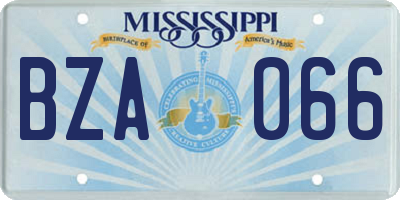 MS license plate BZA066