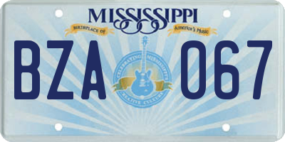 MS license plate BZA067