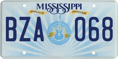 MS license plate BZA068