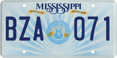 MS license plate BZA071