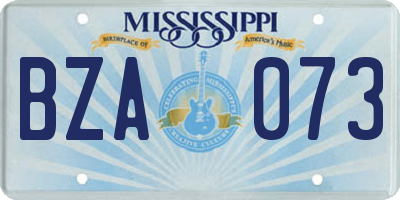 MS license plate BZA073