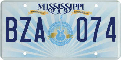 MS license plate BZA074