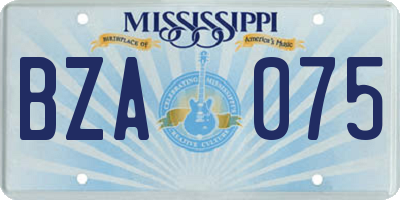 MS license plate BZA075