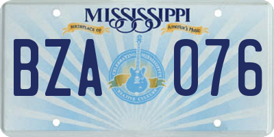 MS license plate BZA076