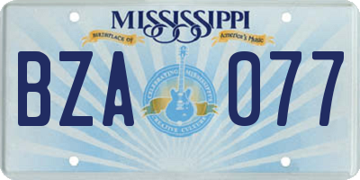 MS license plate BZA077