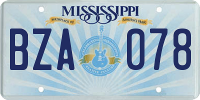 MS license plate BZA078