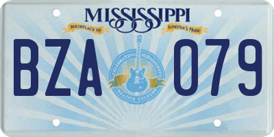 MS license plate BZA079