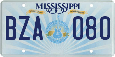 MS license plate BZA080