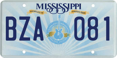 MS license plate BZA081