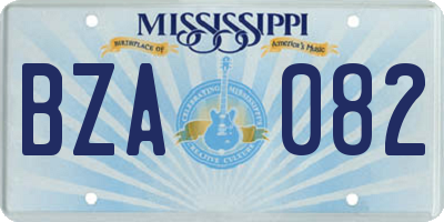 MS license plate BZA082