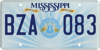 MS license plate BZA083