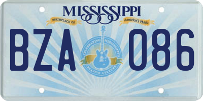 MS license plate BZA086