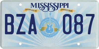 MS license plate BZA087