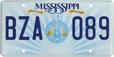 MS license plate BZA089
