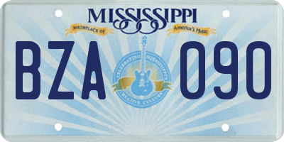 MS license plate BZA090