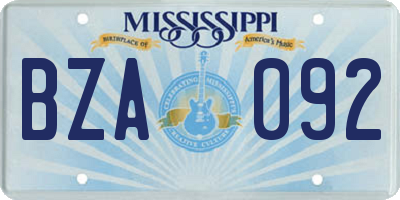 MS license plate BZA092
