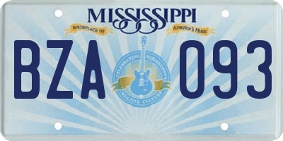 MS license plate BZA093