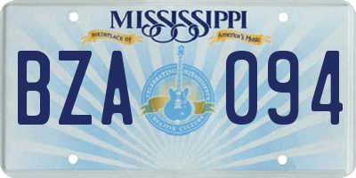 MS license plate BZA094