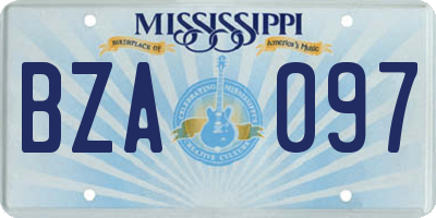 MS license plate BZA097