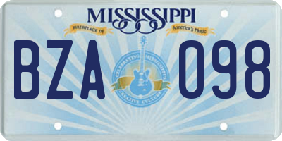 MS license plate BZA098
