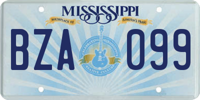 MS license plate BZA099