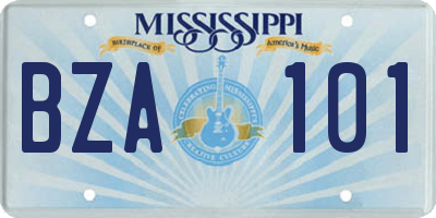 MS license plate BZA101
