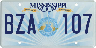 MS license plate BZA107