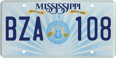 MS license plate BZA108
