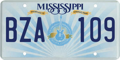 MS license plate BZA109