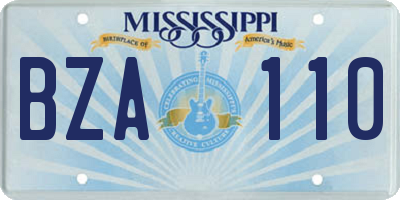 MS license plate BZA110