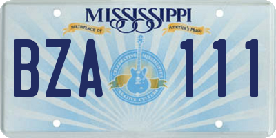 MS license plate BZA111
