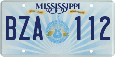 MS license plate BZA112