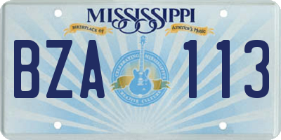 MS license plate BZA113