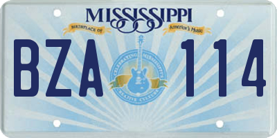 MS license plate BZA114