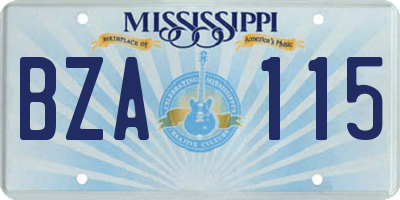 MS license plate BZA115